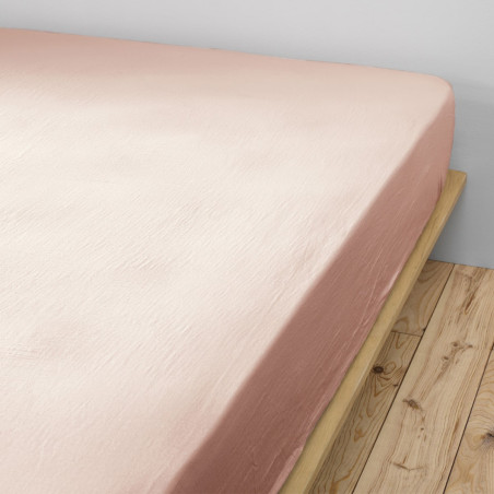 Drap Housse 90x190cm Gaze de Coton Guimauve - OUREO