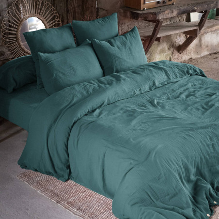 Drap Housse 140x190cm Gaze de Coton Canard - OUREO