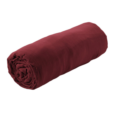 Drap Housse 160x200 cm Gaze de Coton Lie de Vin - OUREO