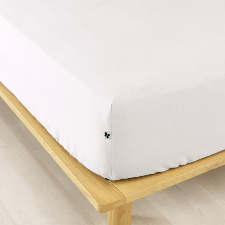 Drap Housse 140x190cm Flanelle de Coton Coloris Neige - HEDRA