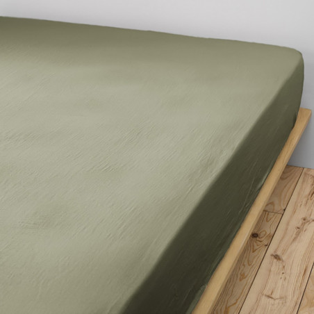 Drap Housse 160x200cm Gaze de Coton Romarin - OUREO