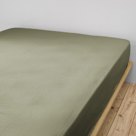Drap Housse 180x200cm Gaze de Coton Romarin - OUREO