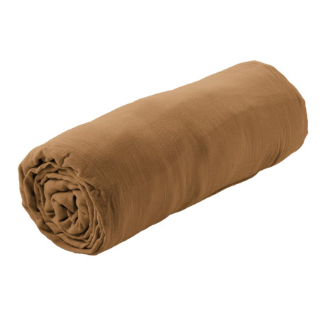 Drap Housse 160x200cm Gaze de Coton Camel - OUREO