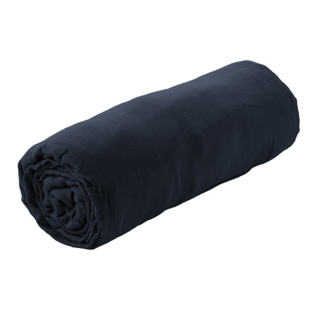 Drap Housse 160x200cm Gaze de Coton Minuit - OUREO