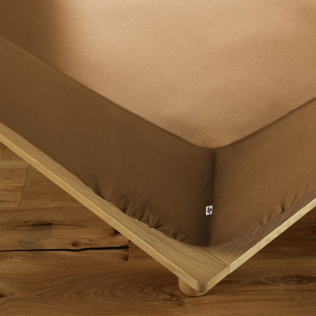 Drap Housse 200x200cm Coton Coloris Camel - SAMIR