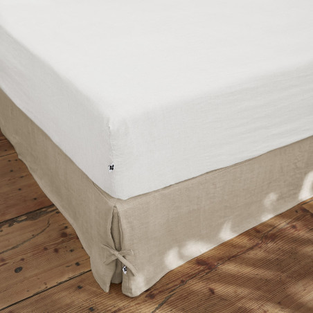 Drap Housse 180x200cm Lin Lavé Craie - MARGA