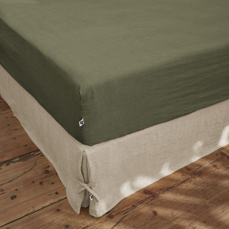 Drap Housse 160x200cm Lin Lavé Thym - MARGA
