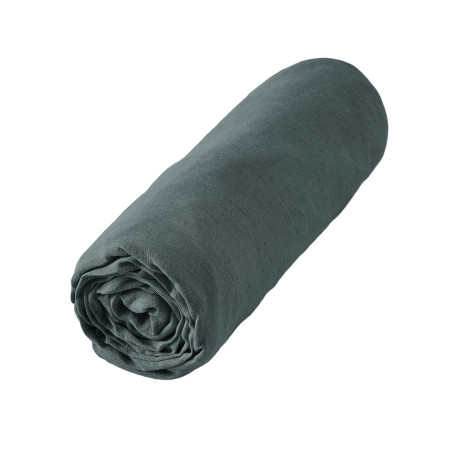 Drap Housse 180x200cm Lin Lavé Ardoise - MARGA