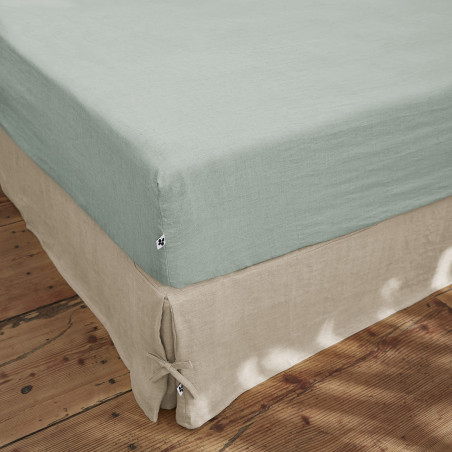 Drap Housse 160x200cm Lin Lavé Eucalyptus - MARGA