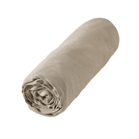 Drap Housse 180x200cm Lin Lavé Sable - MARGA