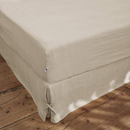 Drap Housse 180x200cm Lin Lavé Sable - MARGA