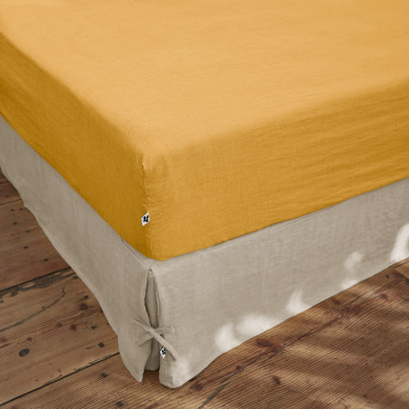 Drap Housse 180x200cm Lin Lavé Miel - MARGA