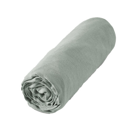 Drap Housse 140x190cm Lin Lavé Eucalyptus - MARGA