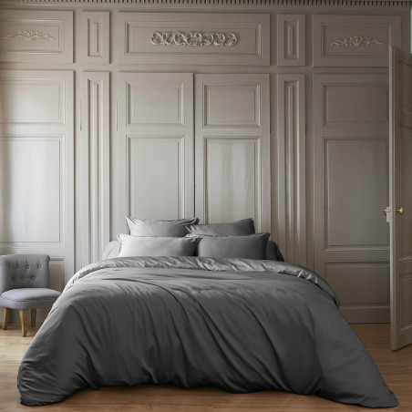 Drap housse 140x190 cm en viscose de bambou Granit - ALAE