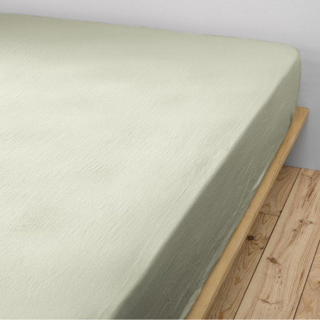 Drap Housse 200x200cm Gaze de Coton Vert d'eau - OUREO
