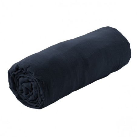 Drap housse 200x200 gaze de coton Minuit - OUREO