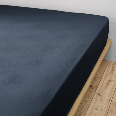 Drap housse 200x200 gaze de coton Minuit - OUREO