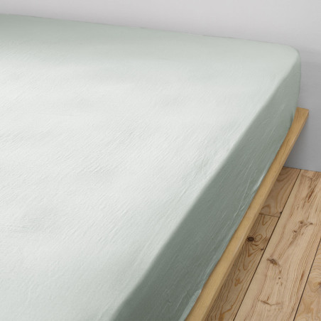 Drap Housse 160x200 Gaze de Coton Eucalyptus - OUREO