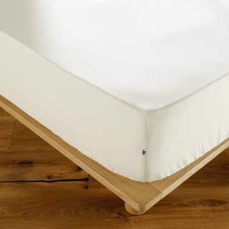 Drap Housse 90x200cm Coton Coloris Popcorn - SAMIR