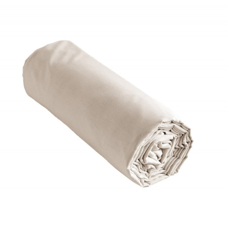 Drap Housse 80x200cm Coton Coloris Pampa - SAMIR