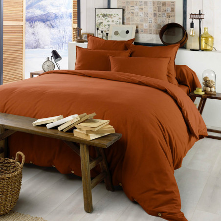 Drap Housse 160x200cm Flanelle Coton Tomette - HEDRA