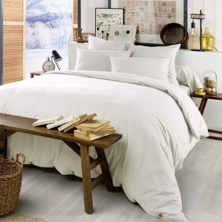 Drap Housse 180x200cm Flanelle de Coton Neige - HEDRA