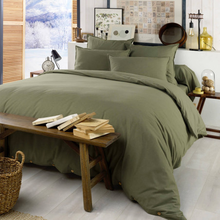 Drap Housse 180x200cm Flanelle de Coton Romarin - HEDRA