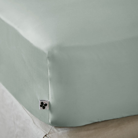 Drap Housse 160x200cm Viscose de Bambou Vert d'Eau - ALAE