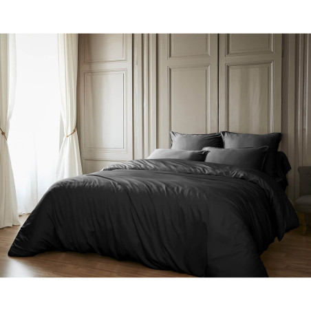 Drap Housse 140x190 cm Viscose de Bambou Noire - ALAE