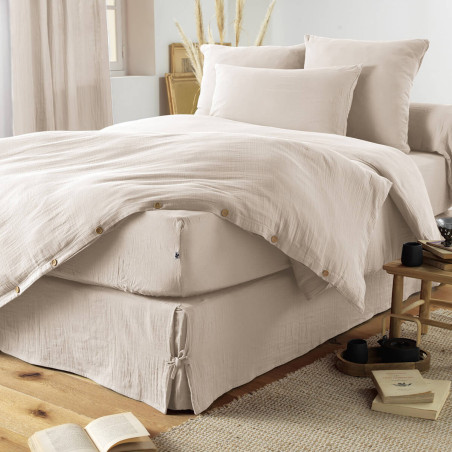 Drap Housse 140x200cm Gaze de Coton Pampa - OUREO
