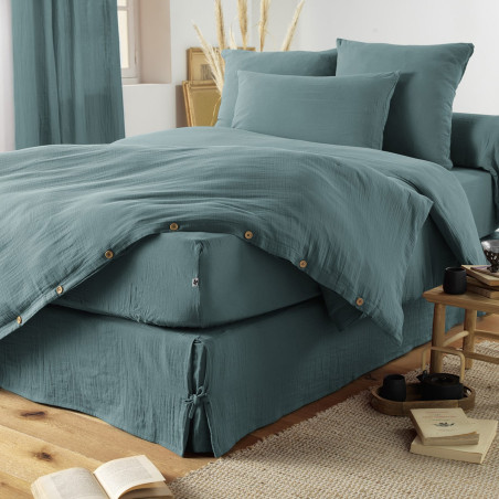 Drap Housse 140x200cm Gaze de Coton Canard - OUREO