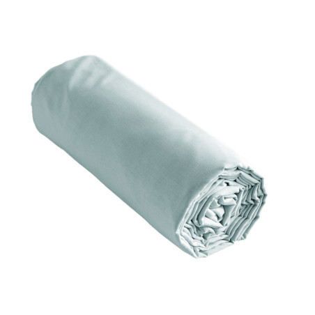 Drap Housse 140x200 cm Coton Bleu Craie - SAMIR