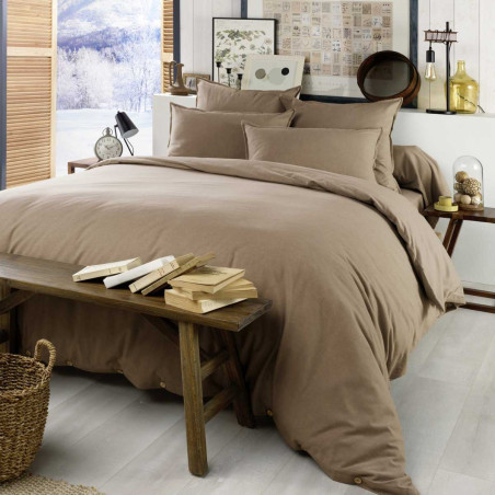 Drap housse 160x200cm flanelle coton Ficelle - HEDRA