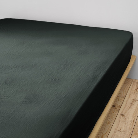 Drap Housse 200x200cm Gaze de Coton Sapin - OUREO