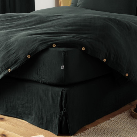 Drap Housse 180x200 cm Gaze de Coton Sapin - OUREO