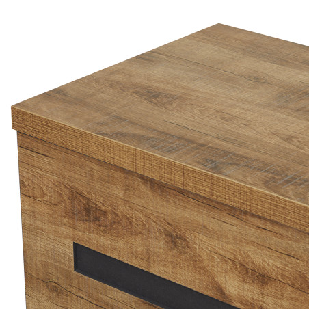 Commode 2 tiroirs chêne artisan et graphite - DELAES