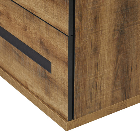 Commode 2 tiroirs chêne artisan et graphite - DELAES