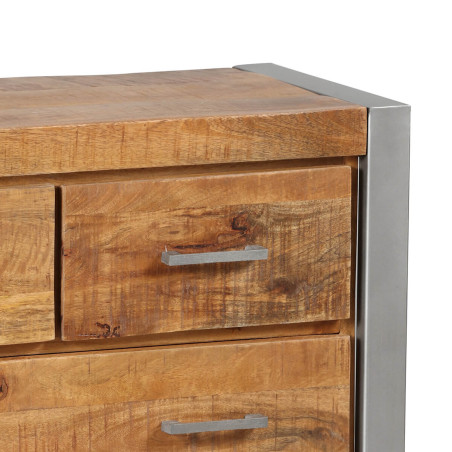 Commode 4 tiroirs en bois massif recyclé et acier patiné - MANGOVROR