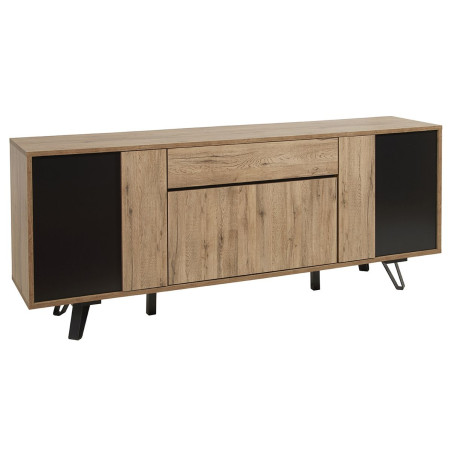 Buffet 4 portes 1 tiroir chêne miel et noir mat - CELINE