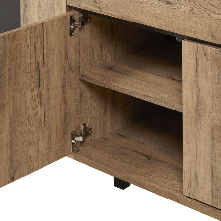 Buffet 4 portes 1 tiroir chêne miel et noir mat - CELINE