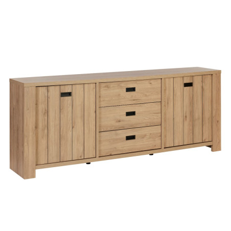 Buffet 2 portes 3 tiroirs aspect bois finition Castel Oak - GERMAIN
