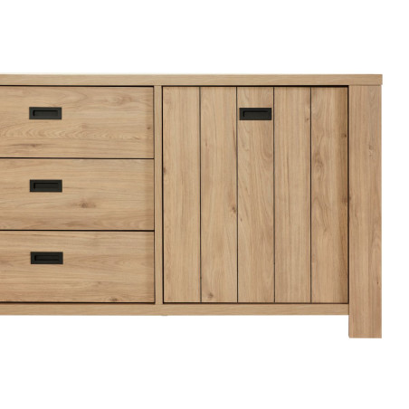 Buffet 2 portes 3 tiroirs aspect bois finition Castel Oak - GERMAIN