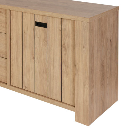 Buffet 2 portes 3 tiroirs aspect bois finition Castel Oak - GERMAIN