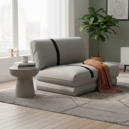 Chauffeuse convertible multipositions tissu gris chiné - BAKARYOR