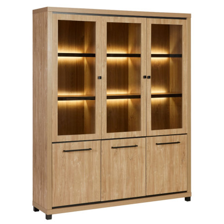 Bibliothèque 6 portes leds aspect bois Houston Oak - VYSIAL