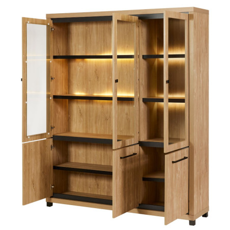 Bibliothèque 6 portes leds aspect bois Houston Oak - VYSIAL