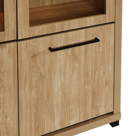 Bibliothèque 6 portes leds aspect bois Houston Oak - VYSIAL