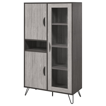 Argentier 3 portes 1 vitre 1 niche aspect bois grisé noir - SLOPE
