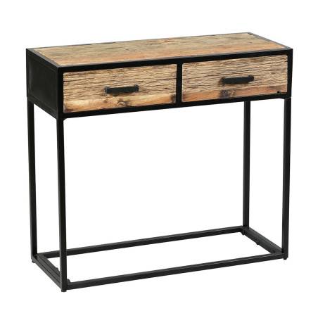 Console 2 tiroirs en teck recyclé et métal laqué noir - TANIRA