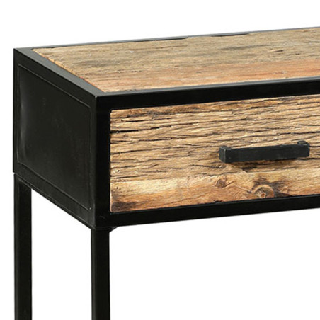 Console 2 tiroirs en teck recyclé et métal laqué noir - TANIRA